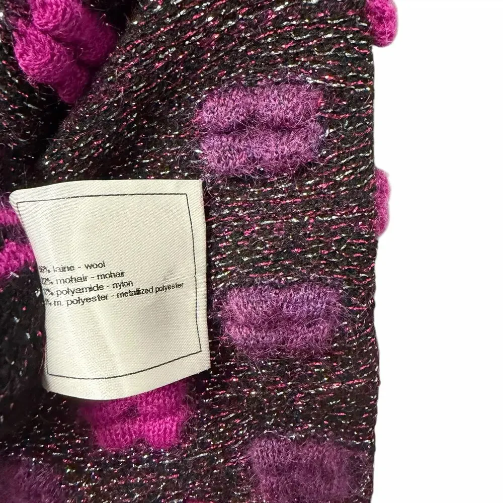 Chanel 2014 Lips Sweater Metallic Mohair Wool Purple Magenta Size 40 / US 8 RARE